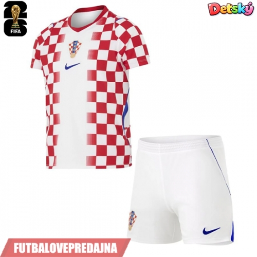 Lacne Dětský Futbalové dres Chorvátsko MS 2026 Krátky Rukáv - Domáci (+ trenírky)